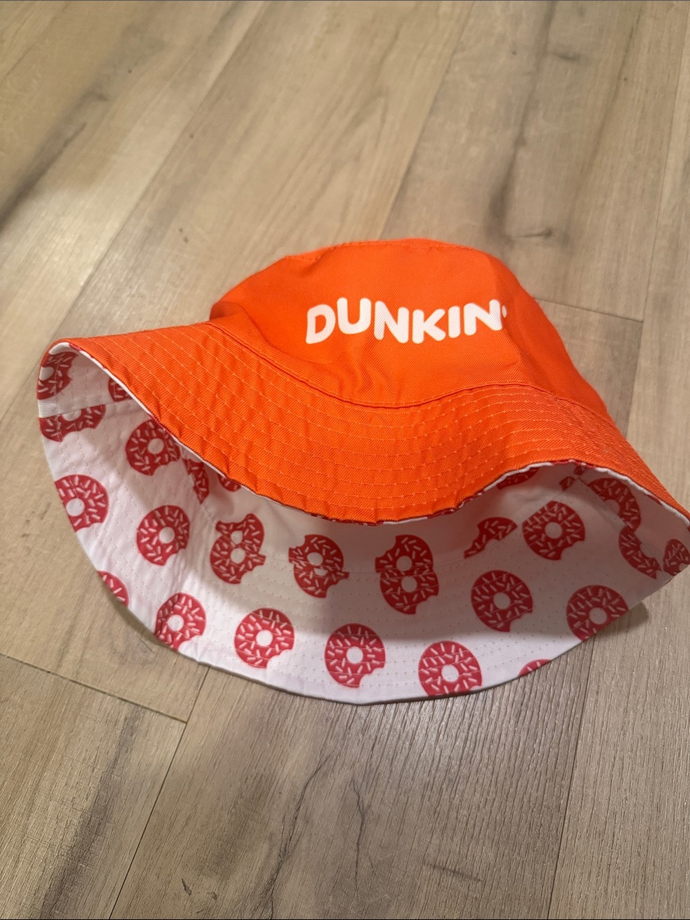 Dunkin' Orange Reversible Bucket Hat with Donut Print